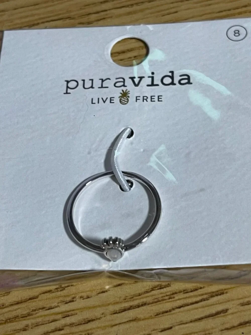 Pura Vida Delicate Moonstone Pineapple Motif Ring Size 8 Fashion Jewelry